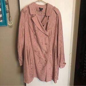 Torrid Pink Lace Trench Coat with Wrap Front
